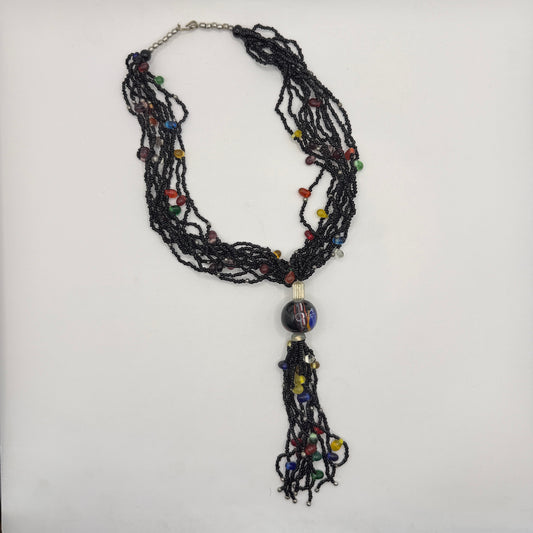 Black Multistrand Bead Necklace