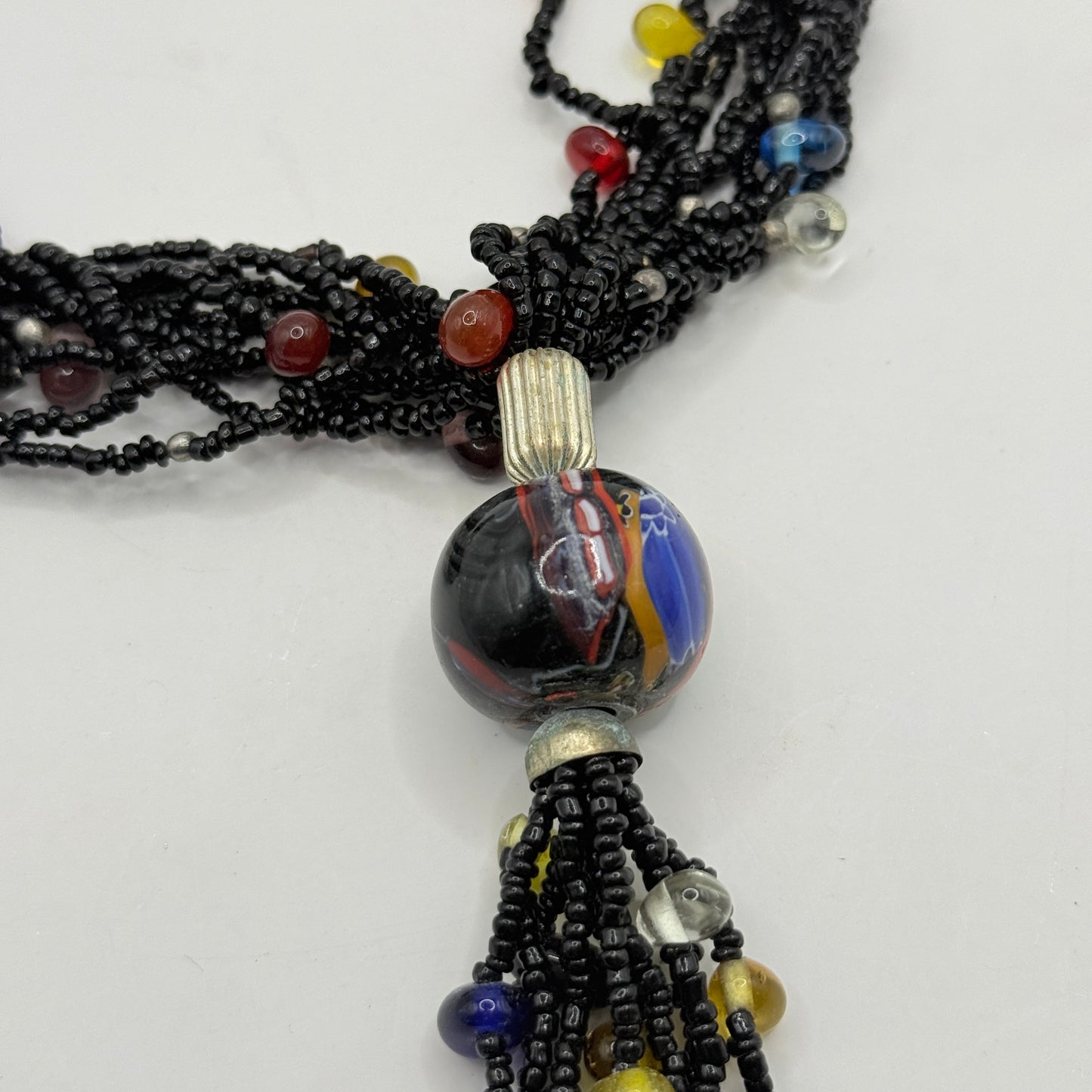Black Multistrand Bead Necklace