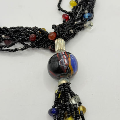 Black Multistrand Bead Necklace