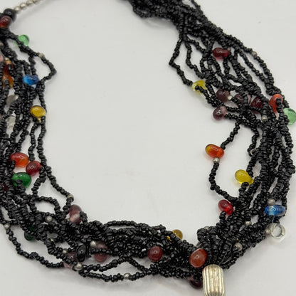 Black Multistrand Bead Necklace