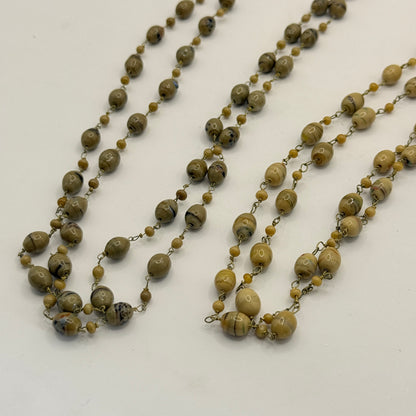 2x Long Neutral Bead NecklacesEarthy Swirled Tones