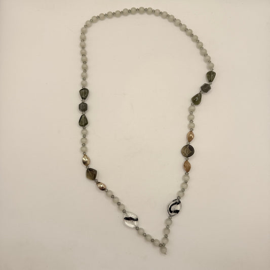 Soft Grey & Glass Accent Necklace