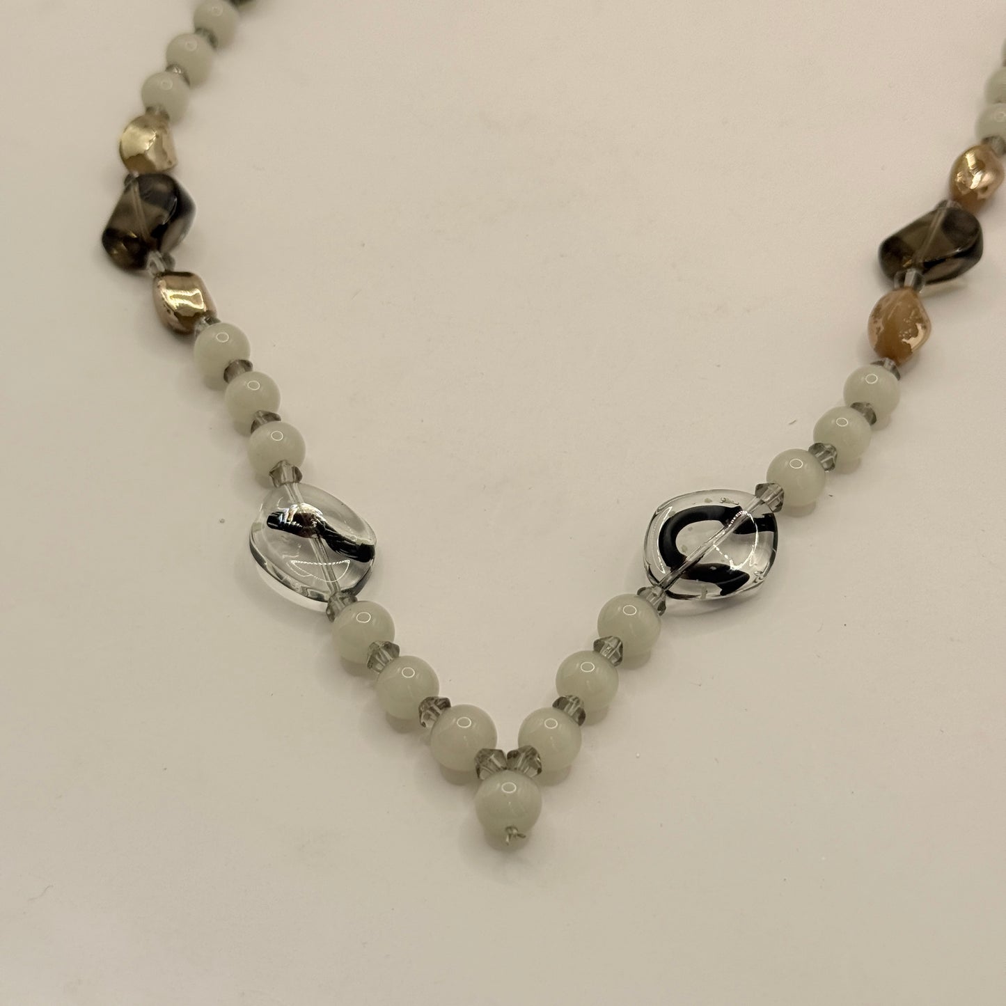 Soft Grey & Glass Accent Necklace