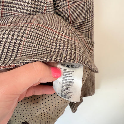H&M Size 6 Wool-Blend Brown Multi-Color Glen Plaid Button Blazer