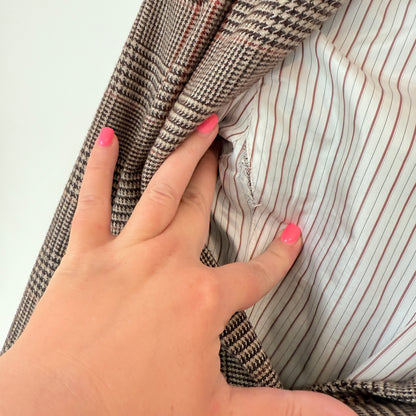 H&M Size 6 Wool-Blend Brown Multi-Color Glen Plaid Button Blazer