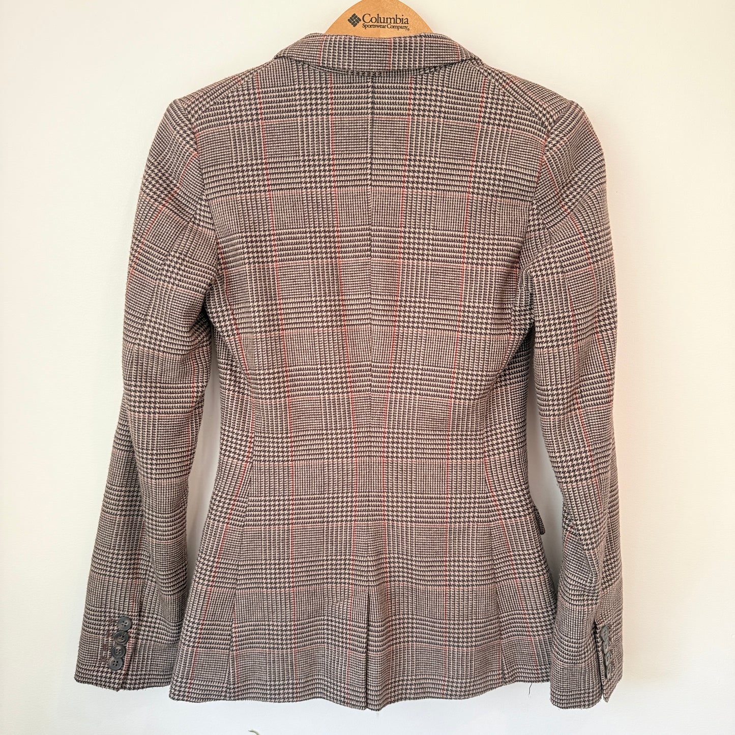 H&M Size 6 Wool-Blend Brown Multi-Color Glen Plaid Button Blazer