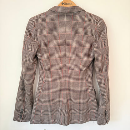 H&M Size 6 Wool-Blend Brown Multi-Color Glen Plaid Button Blazer