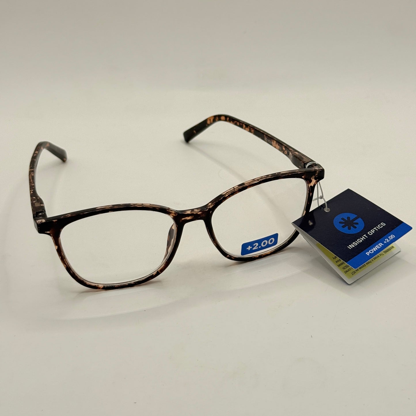 Insight Optics Reading Glasses +2.00 Power in Tortoiseshell Style