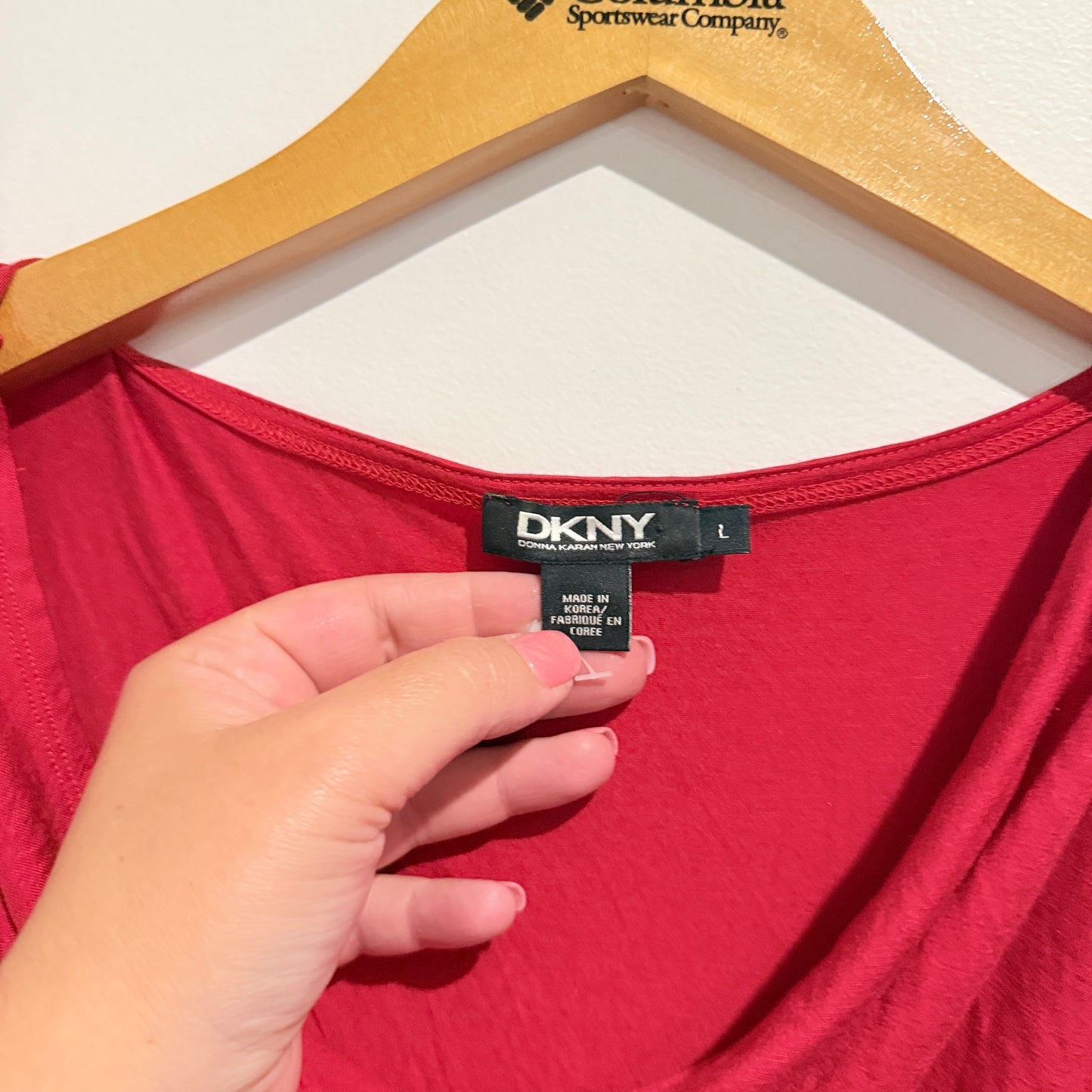 DKNY Size L Red Short-Sleeve Dress