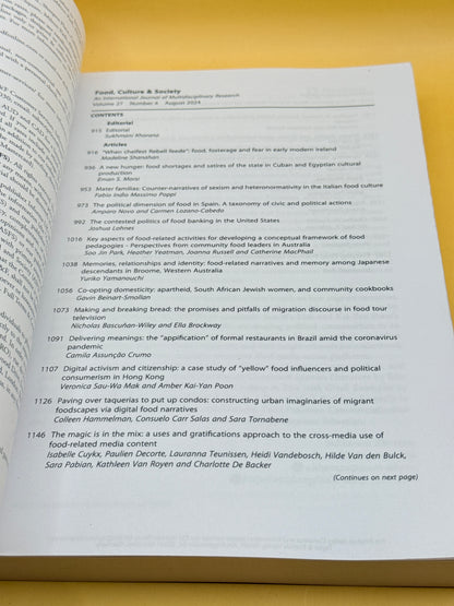 Food, Culture & Society Volume 27 Issue 4 (August 2024) by Taylor & Francis