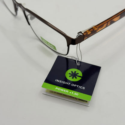 Insight Optics Reading Glasses +1.50 with Metal Frame & Tortoiseshell Arms