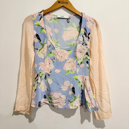 Liam (Ruby) Size 6 Floral 100% Silk Blouse