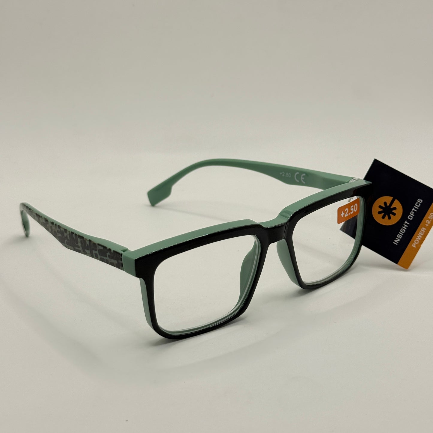 Insight Optics Reading Glasses +2.50 in Mint Green & Black Frame