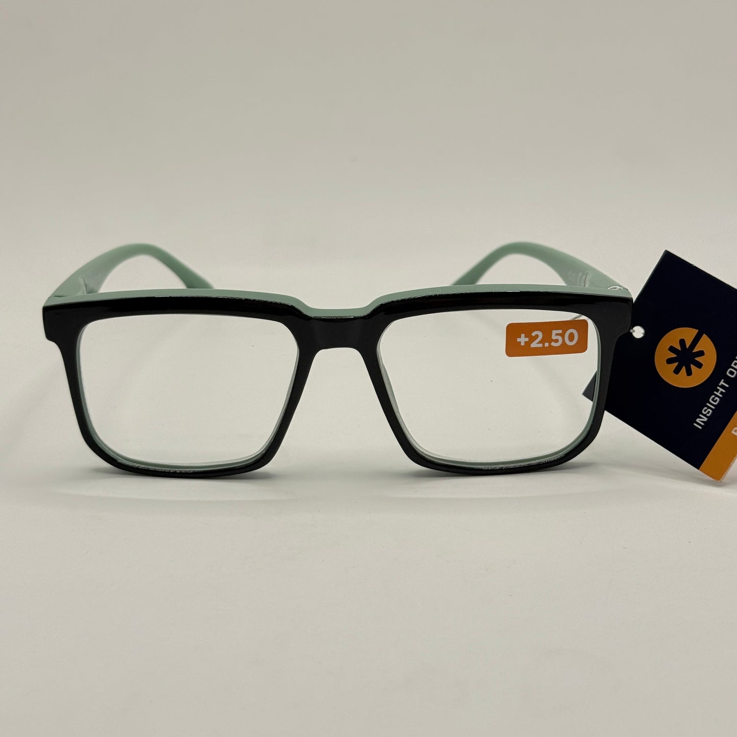 Insight Optics Reading Glasses +2.50 in Mint Green & Black Frame