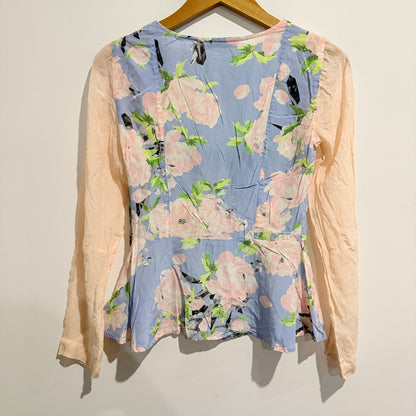 Liam (Ruby) Size 6 Floral 100% Silk Blouse
