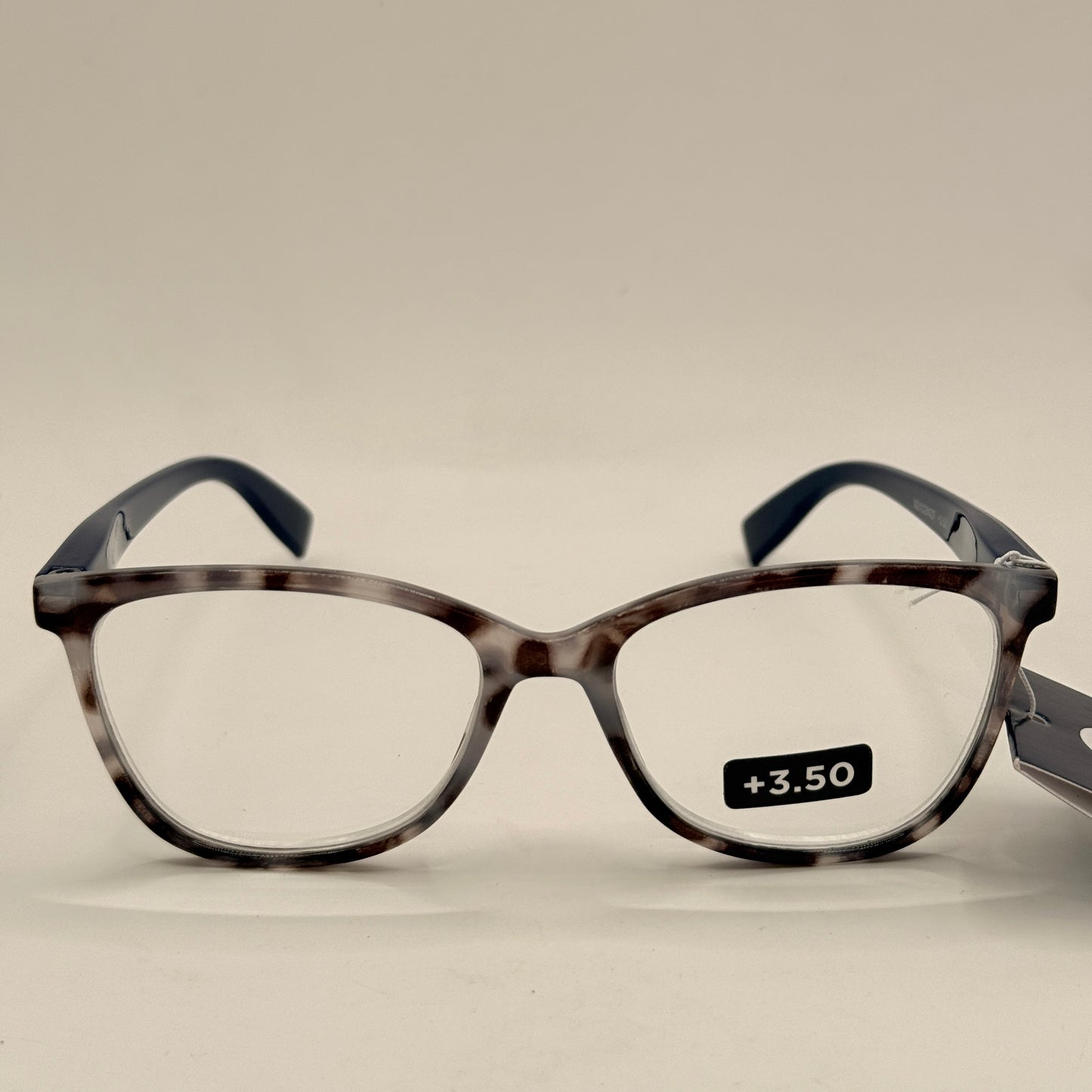 Insight Optics Reading Glasses +3.50 in Grey Tortoiseshell & Navy Arms