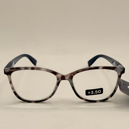 Insight Optics Reading Glasses +3.50 in Grey Tortoiseshell & Navy Arms