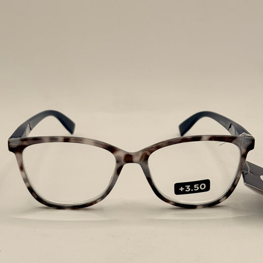 Insight Optics Reading Glasses +3.50 in Grey Tortoiseshell & Navy Arms