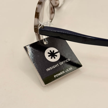 Insight Optics Reading Glasses +3.50 in Grey Tortoiseshell & Navy Arms