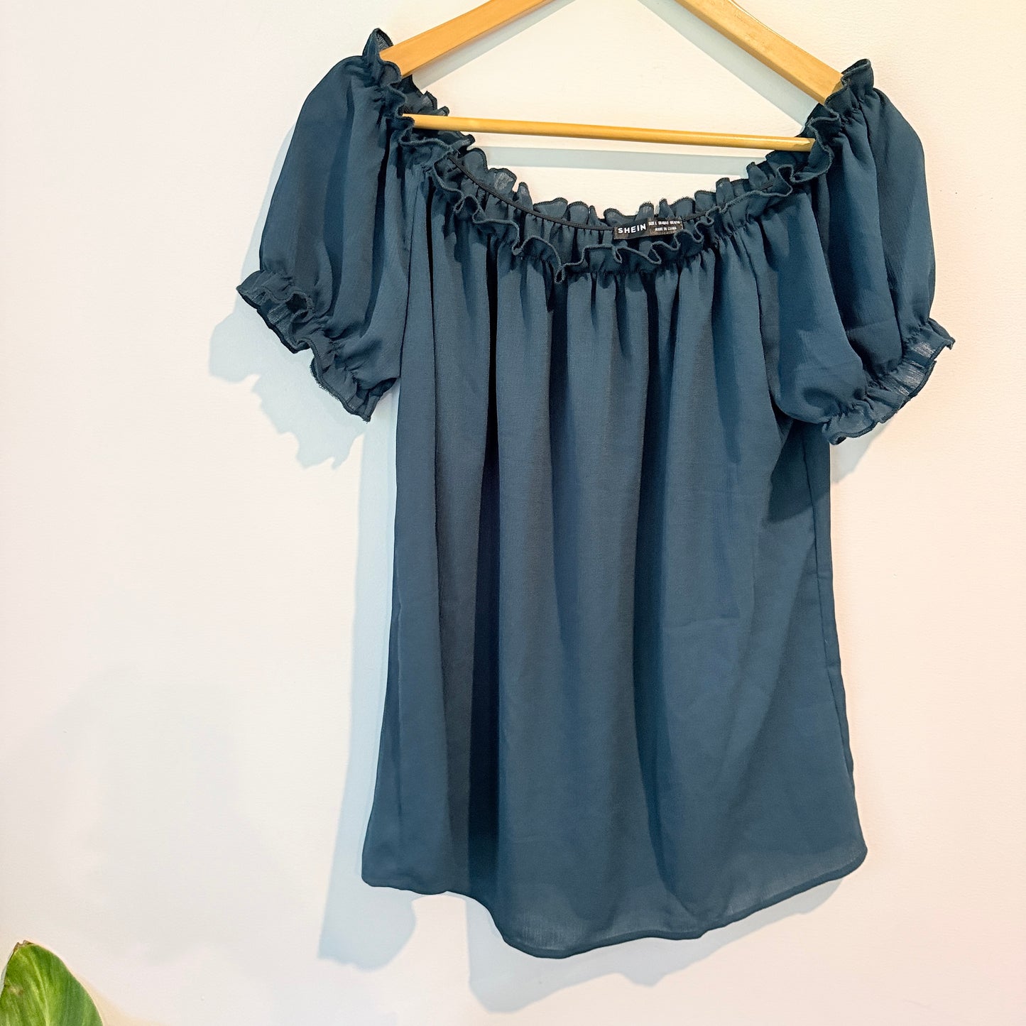 SHEIN Off Shoulder Blouse Teal - L