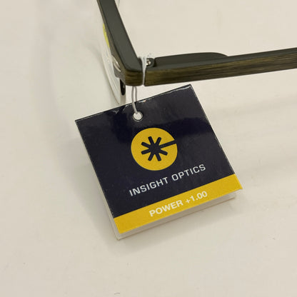 Insight Optics Reading Glasses +1.00 with Wood-Look Browline Frame