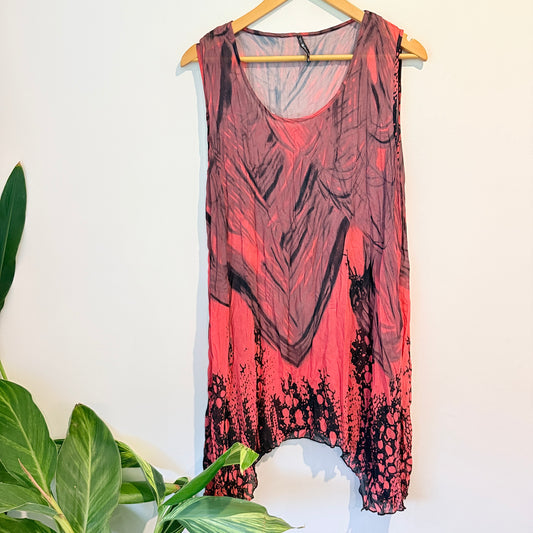 Runway NYC Sleeveless Tunic Top Pink Abstract - 14