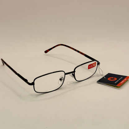 Insight Optics Reading Glasses +3.00 with Slim Black Metal Frame
