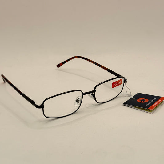 Insight Optics Reading Glasses +3.00 with Slim Black Metal Frame