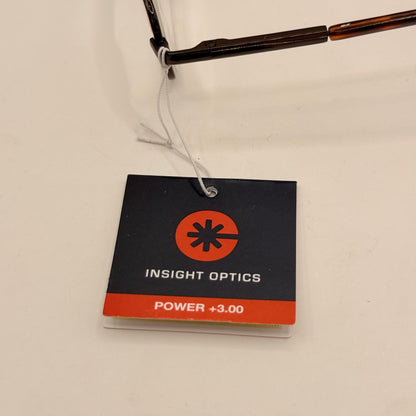 Insight Optics Reading Glasses +3.00 with Slim Black Metal Frame