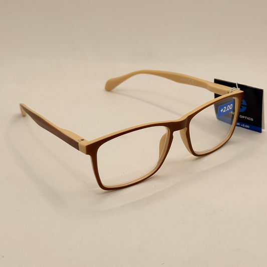 Insight Optics Reading Glasses +2.00 in Two-Tone Brown & Beige Frame