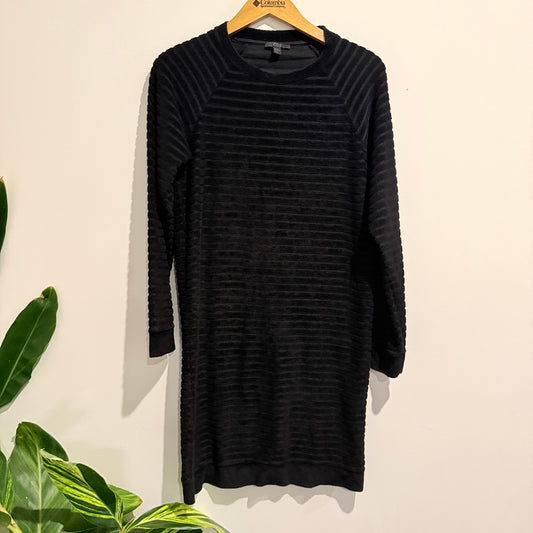 COS XS Black Textured Stripe Dress