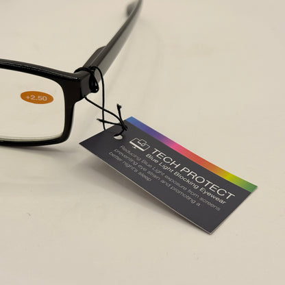 Tech Protect +2.50 Computer Reading Glasses in Classic Black