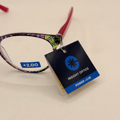 Insight Optics +2.00 Reading Glasses – Floral Pattern