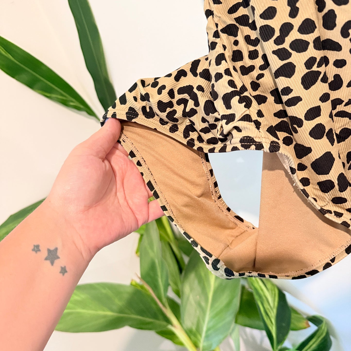 Leopard Print Bodysuit Beige/Black - 43cm U/arm to U/arm
