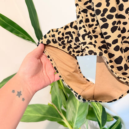 Leopard Print Bodysuit Beige/Black - 43cm U/arm to U/arm