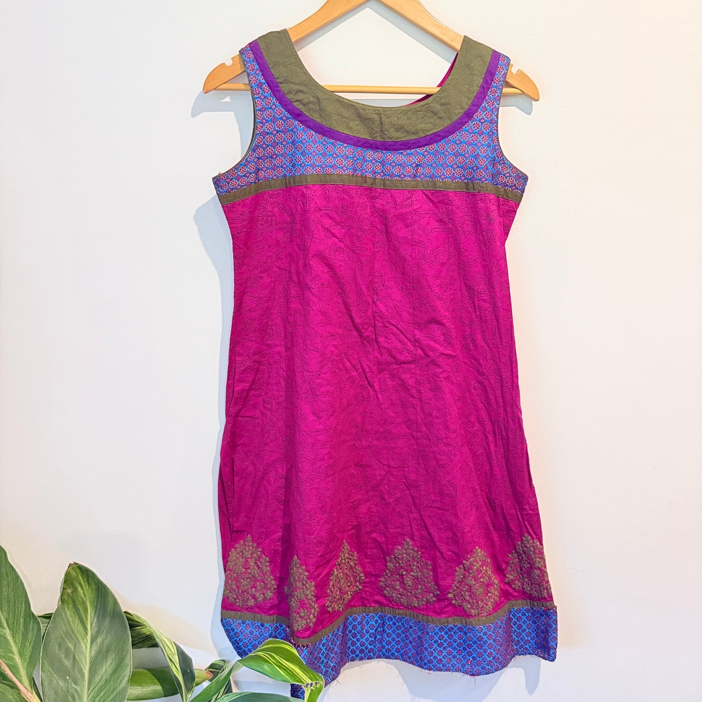 Span Patterned Sleeveless Dress Pink/Multi - M