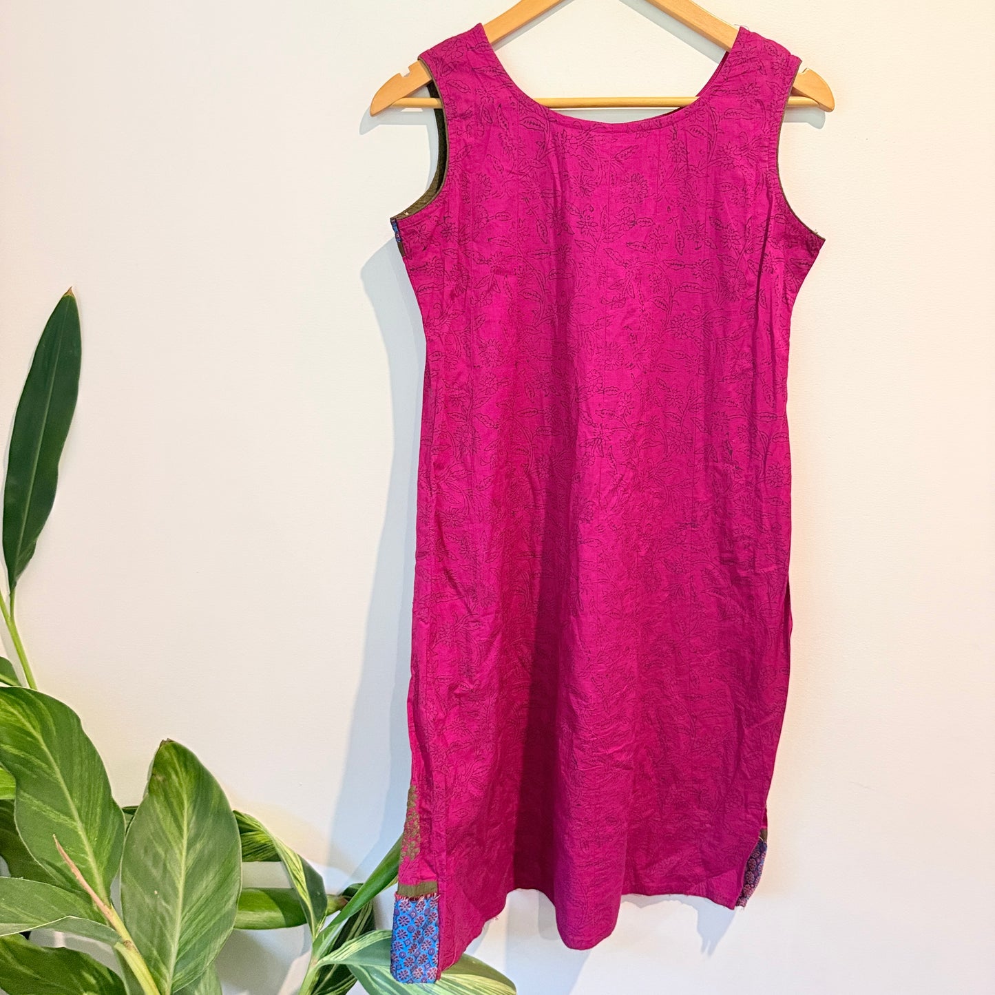 Span Patterned Sleeveless Dress Pink/Multi - M