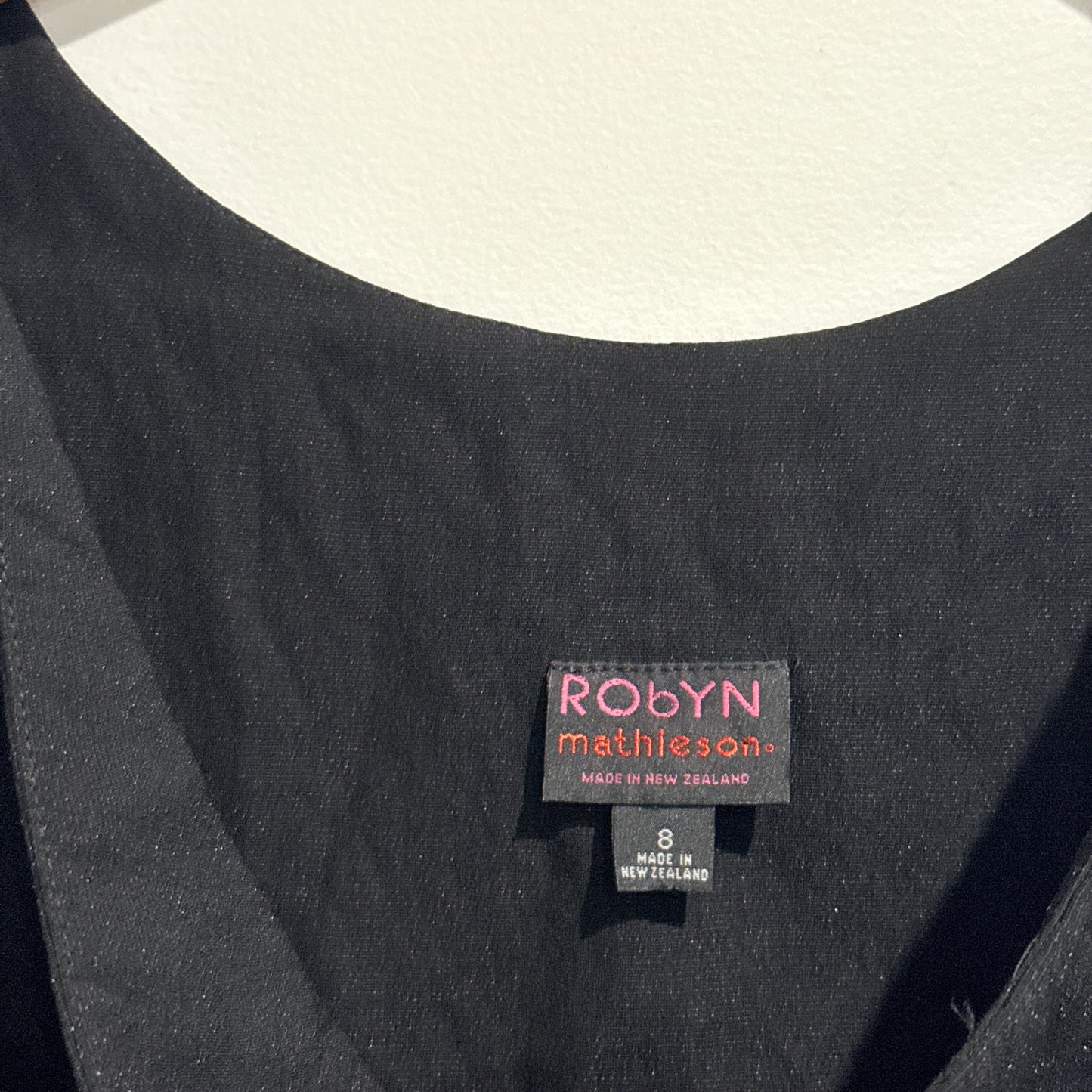 Robyn Mathieson (NZ Made) Size 8 Black Cowl Neck Shift Dress