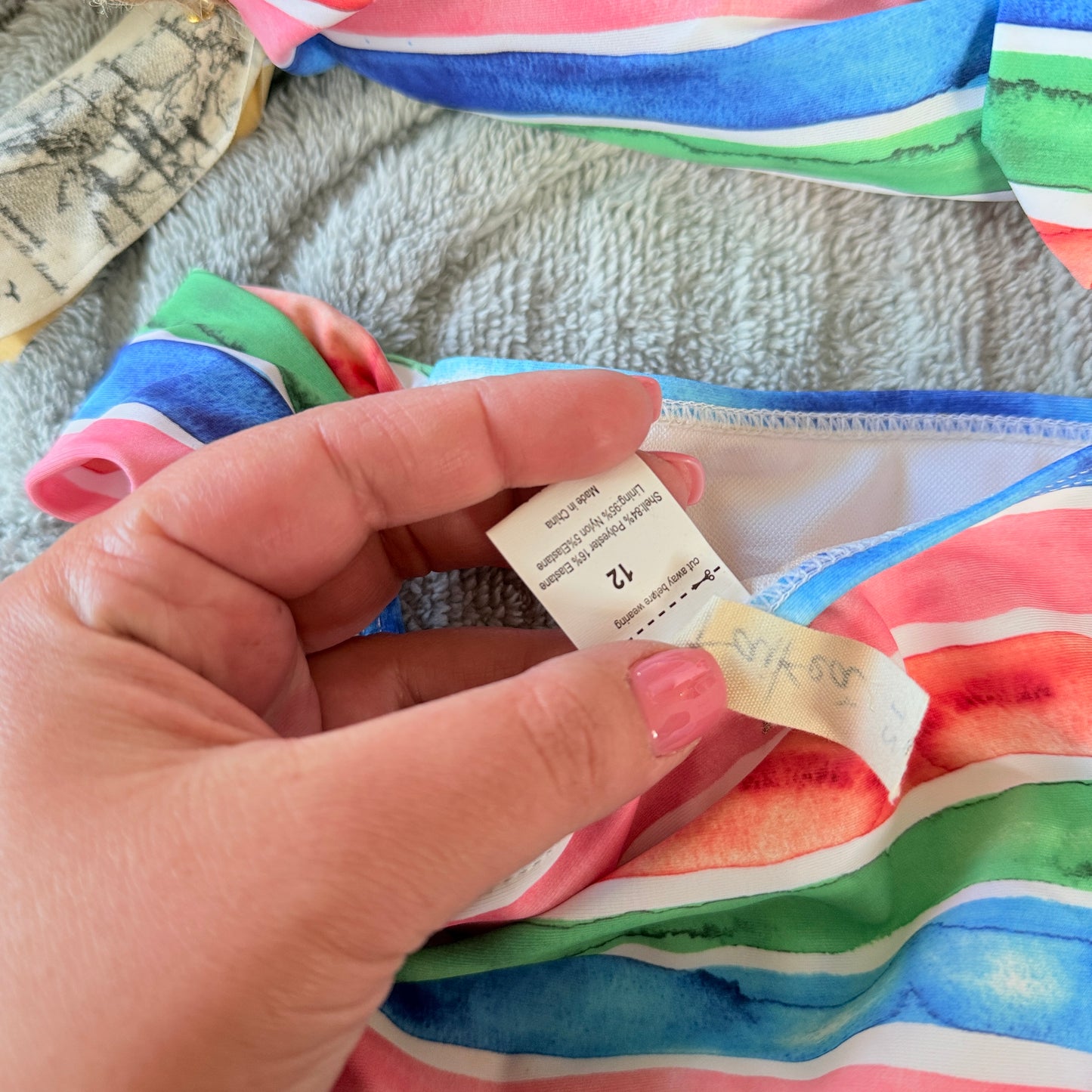 Kaikea Watercolor Striped Bandeau Bikini Set