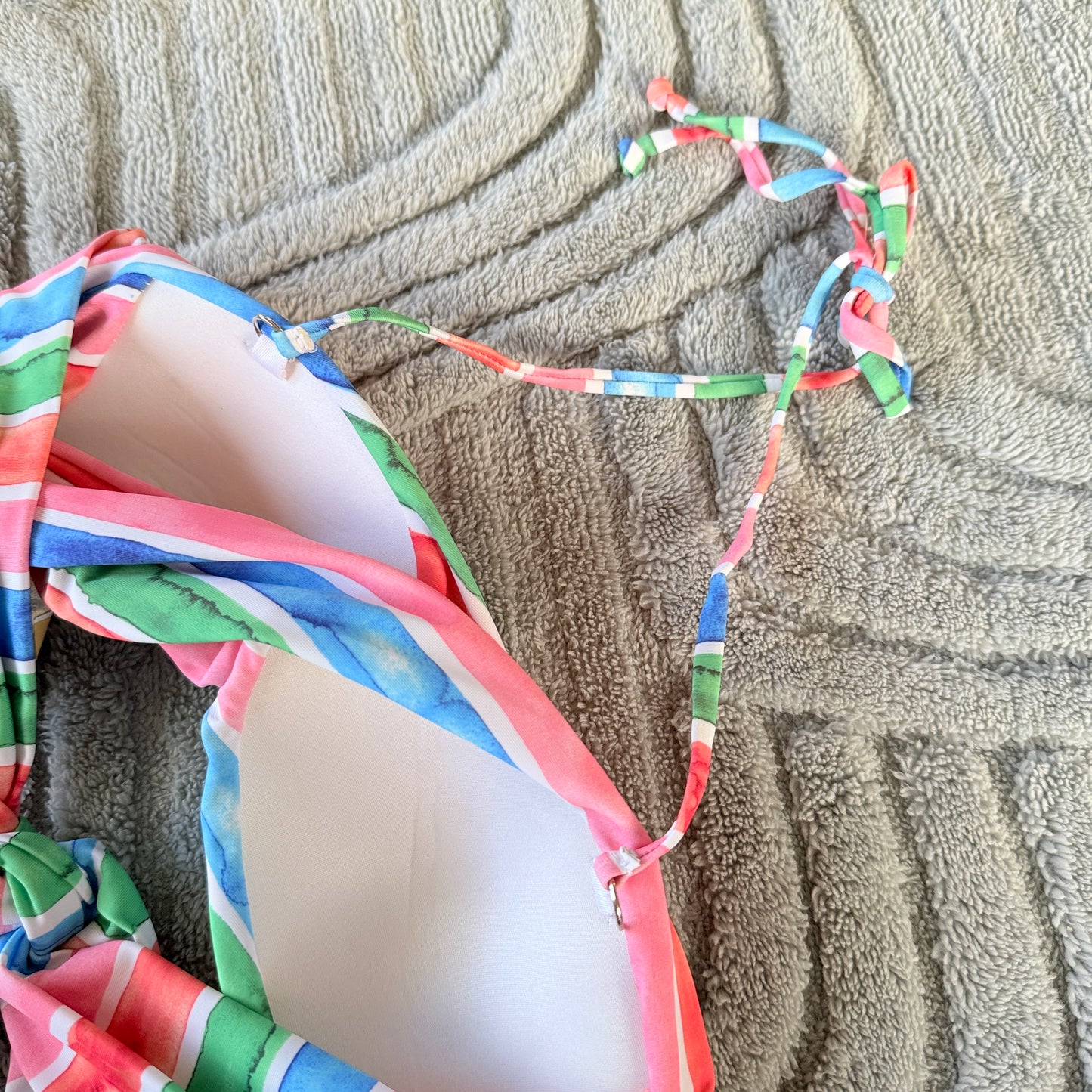 Kaikea Watercolor Striped Bandeau Bikini Set