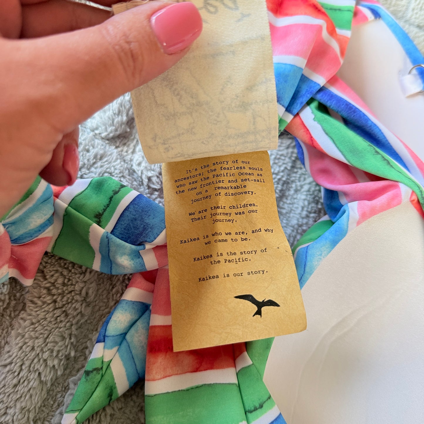 Kaikea Watercolor Striped Bandeau Bikini Set