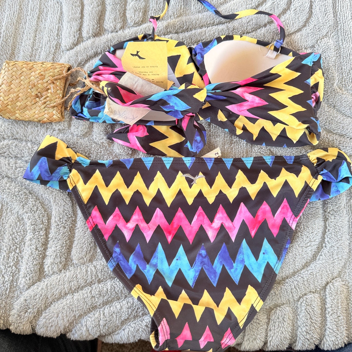 Kaikea Vibrant Chevron Print Bikini Set