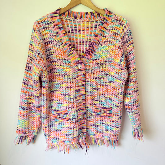 Vintage Look Multi Coloured Knit Cardi 56cm U/arm
