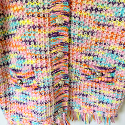 Vintage Look Multi Coloured Knit Cardi 56cm U/arm