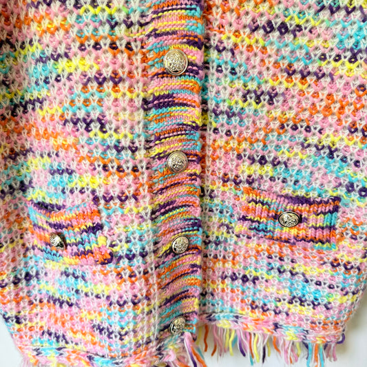 Vintage Look Multi Coloured Knit Cardi 56cm U/arm