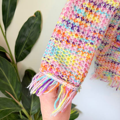 Vintage Look Multi Coloured Knit Cardi 56cm U/arm