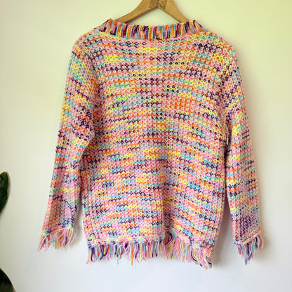 Vintage Look Multi Coloured Knit Cardi 56cm U/arm