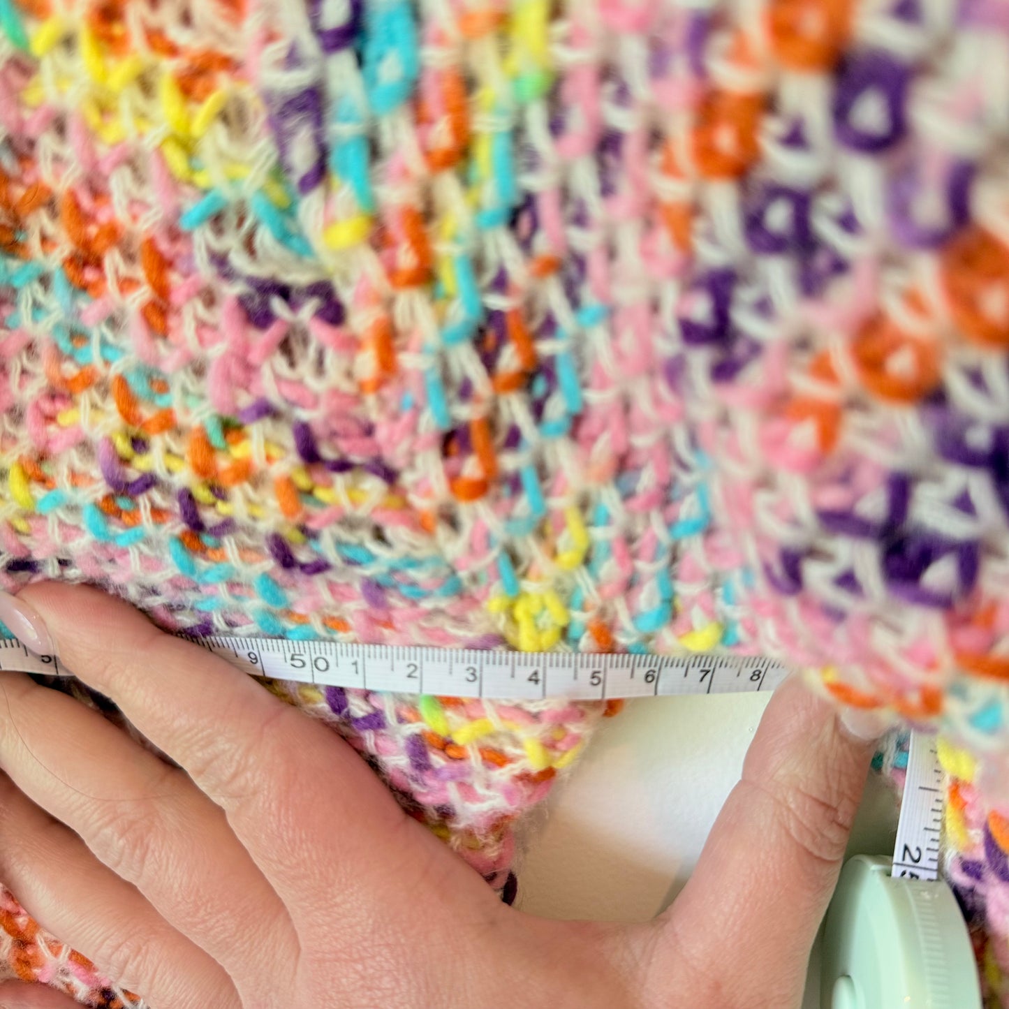 Vintage Look Multi Coloured Knit Cardi 56cm U/arm