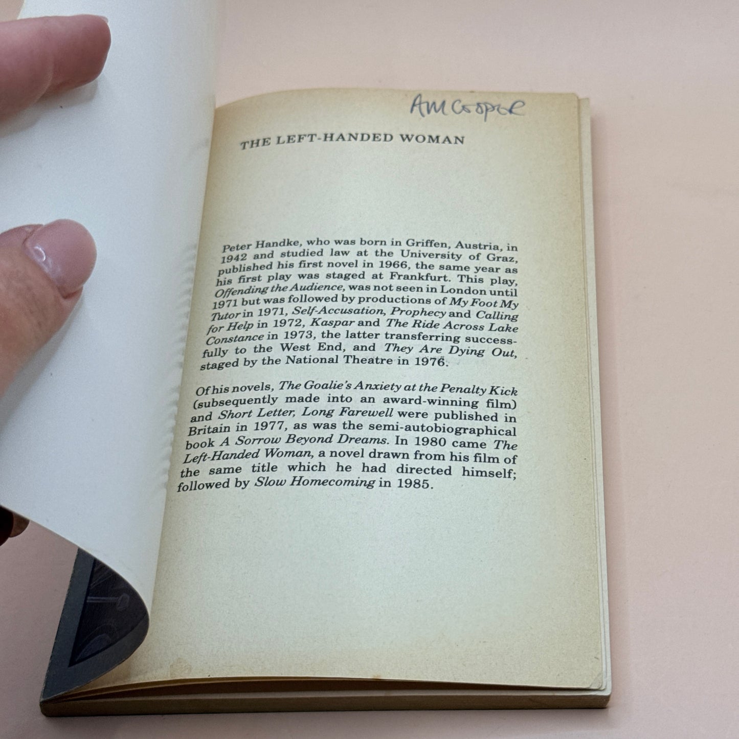 The Left-Handed Woman by Peter Handke