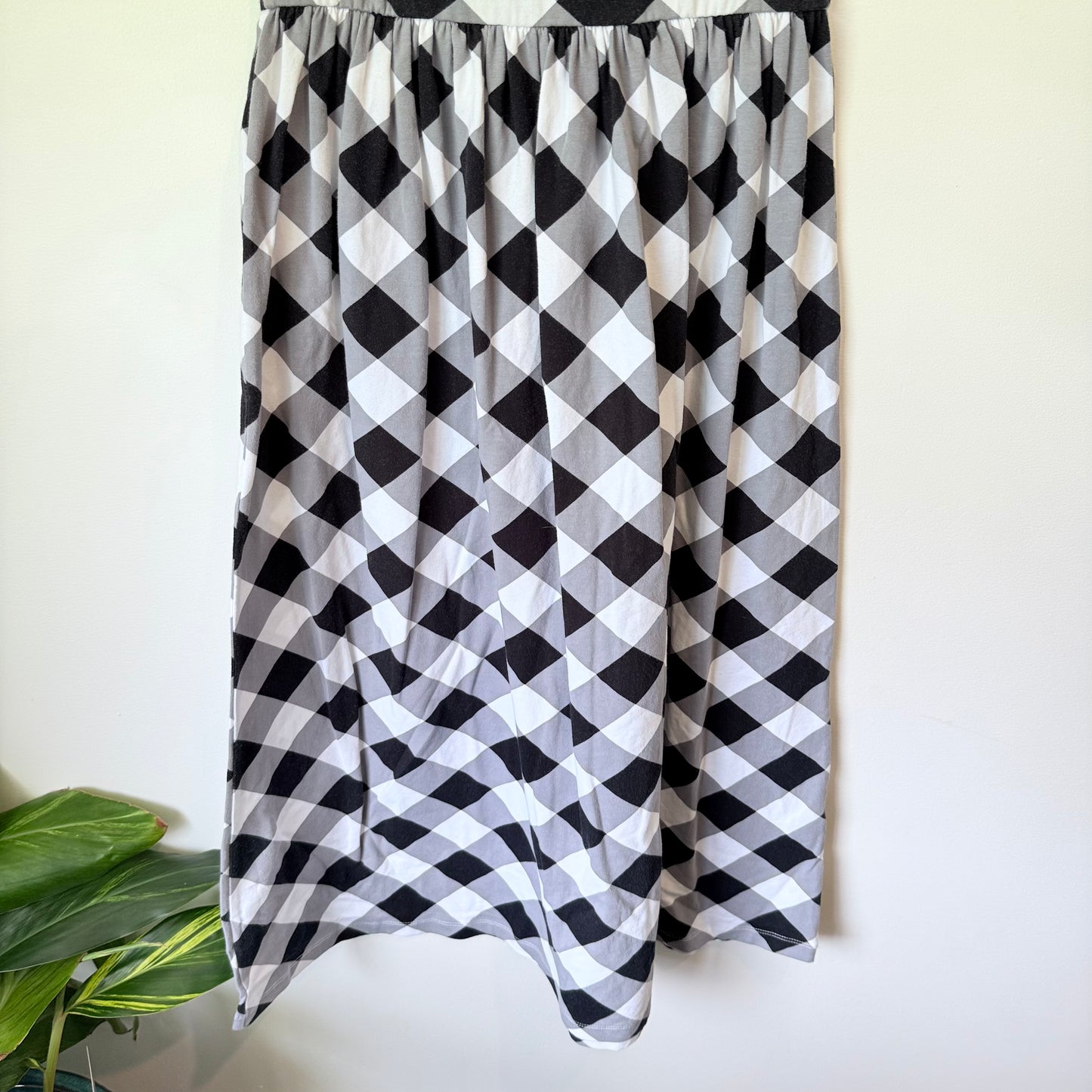 ASOS Size 10 Black & White Plaid  Cotton Strapless Dress